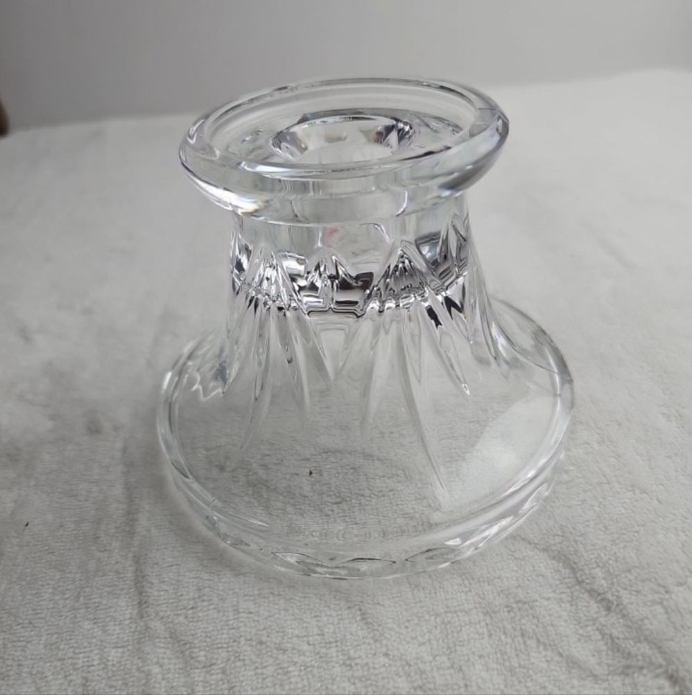 Vintage Clear Glass Round Candle Stand Taper & Reversible Pillar 3.75" Inch Tall